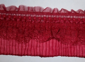 Elastic Organza Lace 8cm (15 m), Dark red